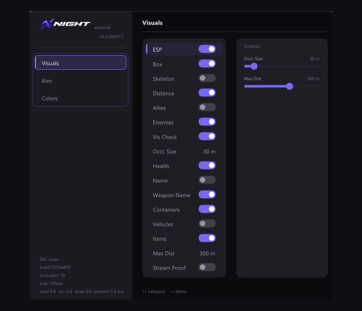 NIGHT — aba Visuals do menu